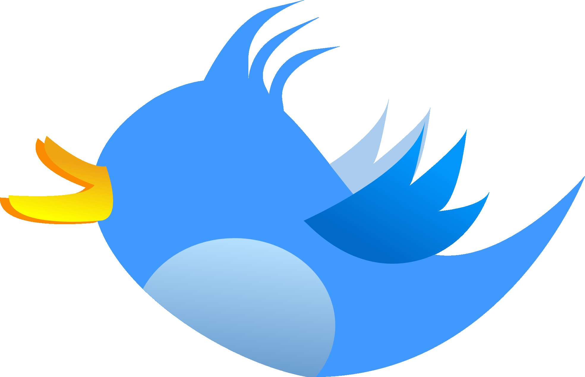 Blue bird logo with yellow beak, minimalist digital design. — Tweeting PNG