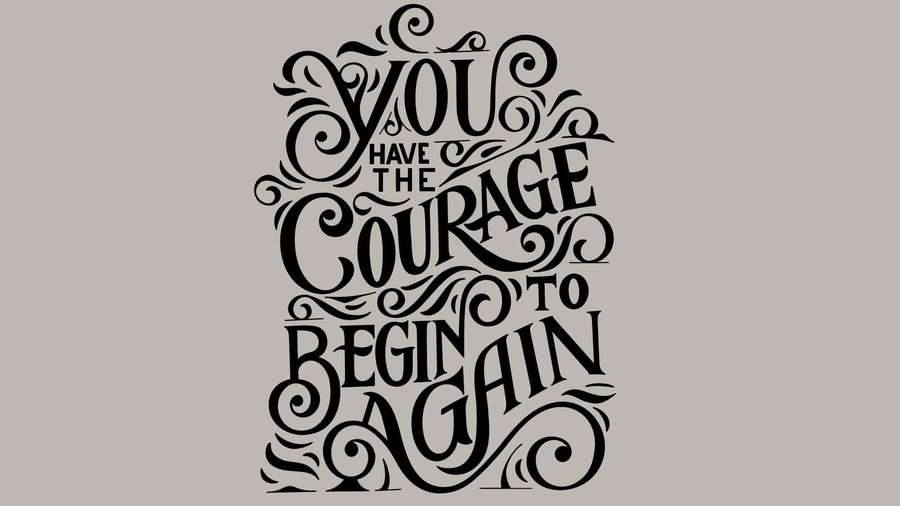 Motivational quote in ornate black lettering on gray background — Typography Background