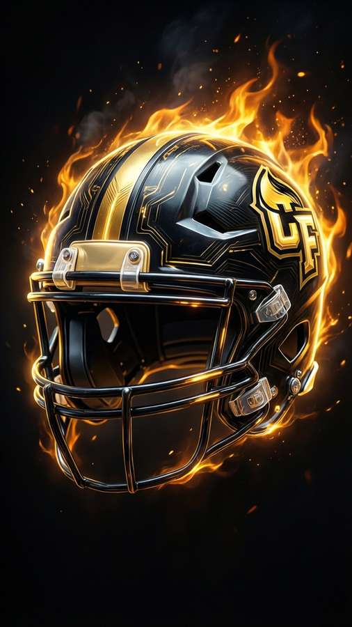 UCF knight helmet logo in neon lights on a dark background. — Ucf Wallpaper