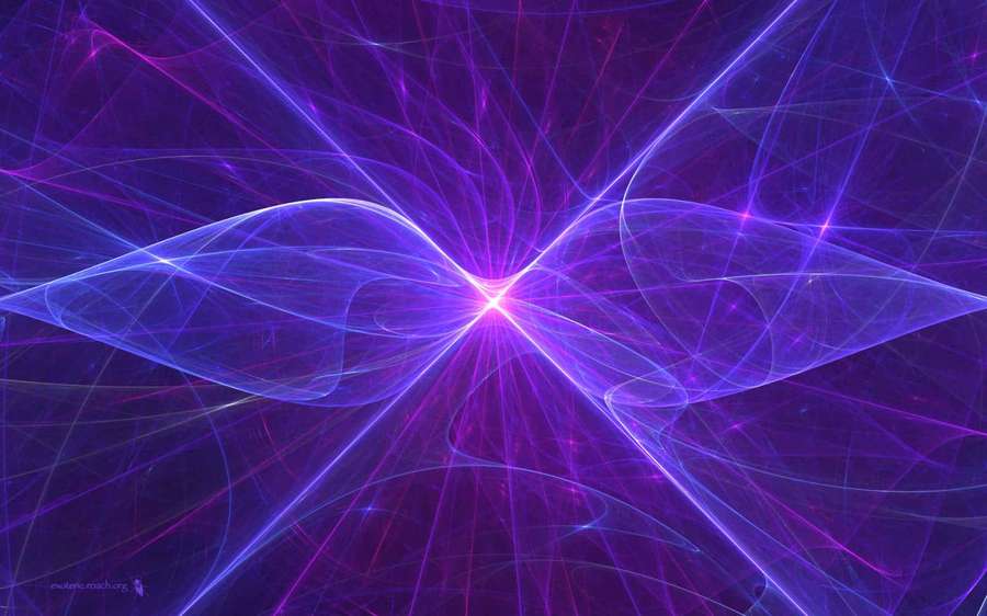 Vibrant purple and blue fractal light patterns radiating from a central point. — Ultraviolet Wallpaper