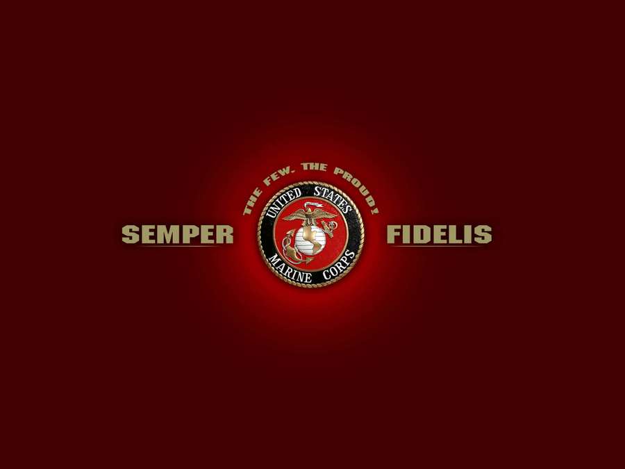 United States Marine Corps emblem with Semper Fidelis motto on red background. — Usmc Logo Picture