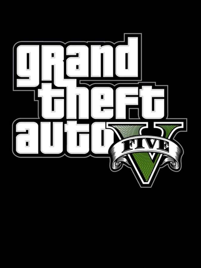 Grand Theft Auto V Videospiel-Logo mit grünem V-Emblem auf schwarzem Hintergrund. — V Bilder
