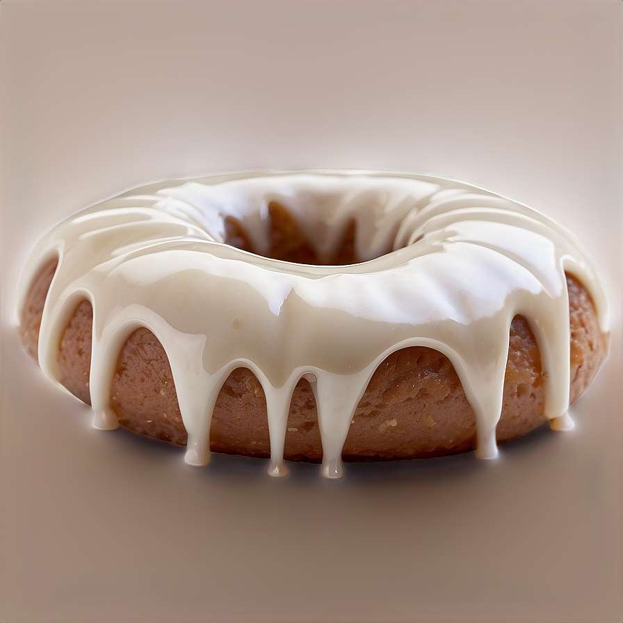 A glazed bundt cake with dripping icing on a beige surface. — Vanilla PNG
