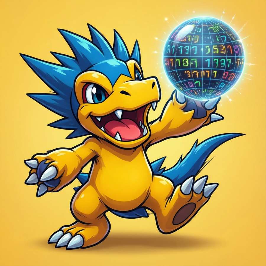 Joyful Veemon playing with a data ball — Veemon Wallpaper
