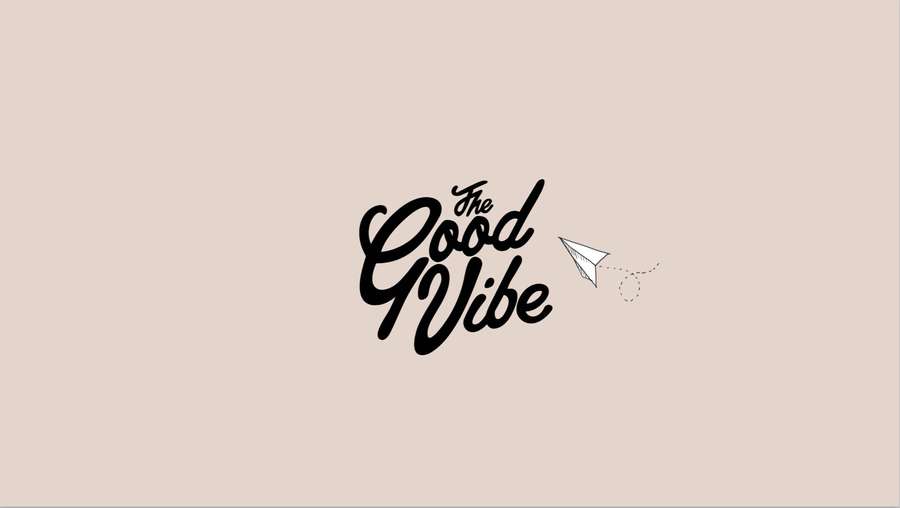 The Good Vibe logo with paper airplane on beige background — Vibe Wallpaper