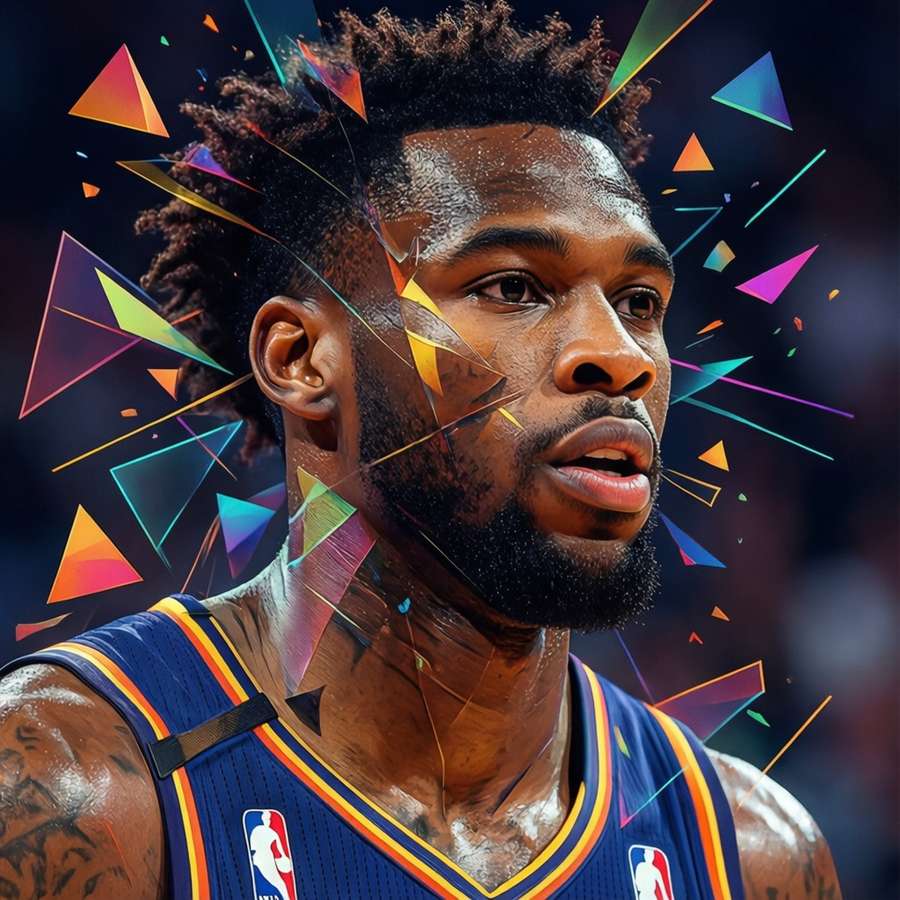 Abstract geometric art of Victor Wembanyama with vibrant triangles. — Victor Wembanyama Picture