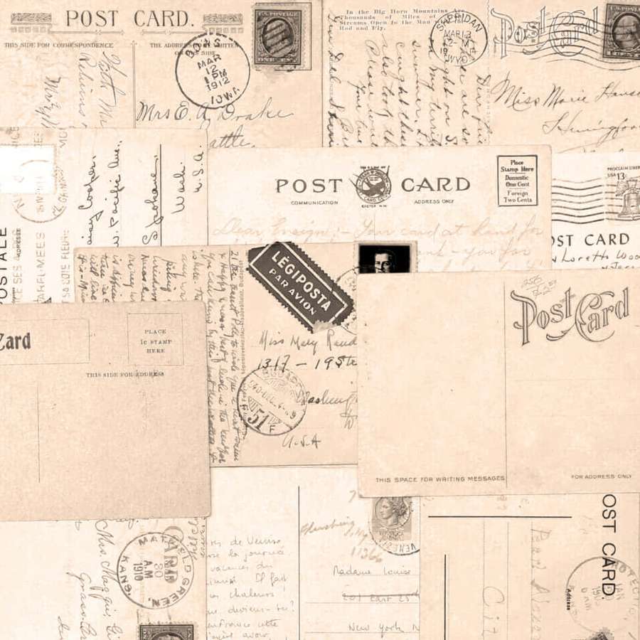 Vintage postcards with handwritten messages and stamps from the 1910s to 1930s. — Vintage Postcard Wallpaper