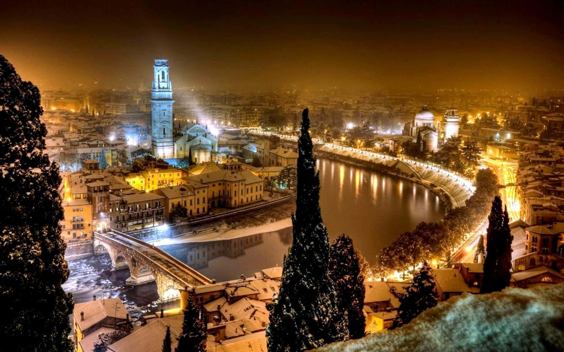 Vinterbylandskap Bakgrunnsbildet