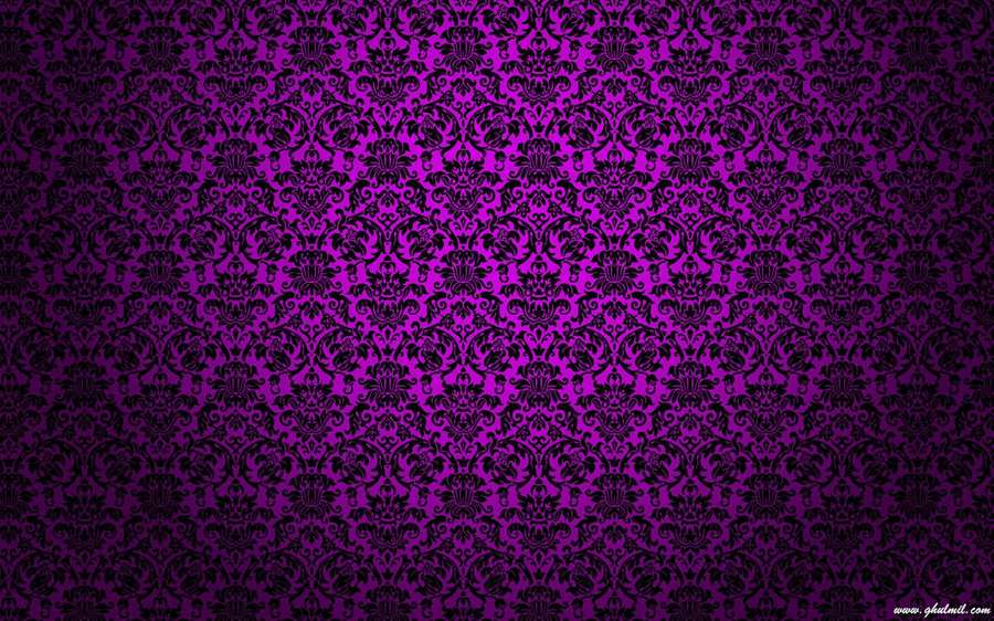 Lila Verlaufshintergrund mit sich wiederholendem schwarzen Damastdesign. — Violette Textur Wallpaper