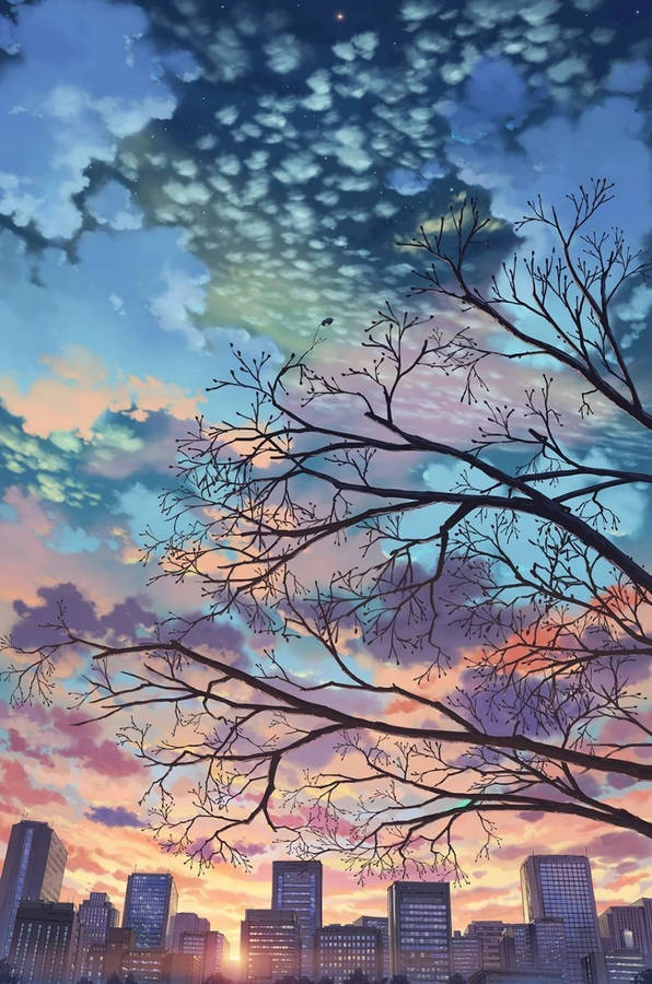 Violetter Ästhetischer Anime Hintergrund
