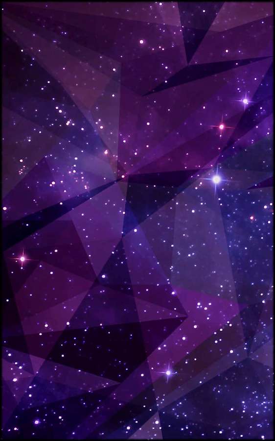 Lila geometrischer Weltraumhintergrund mit funkelnden Sternen. — Violettes Telefon Wallpaper