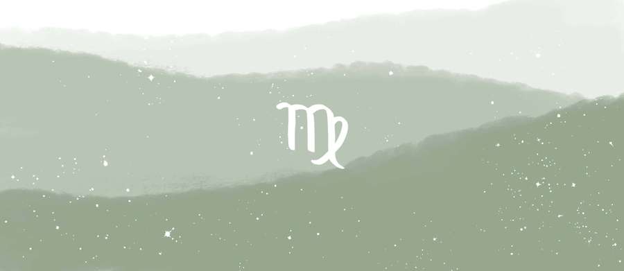 Capricorn symbol over soft green mountains with starry sky — Virgo Background