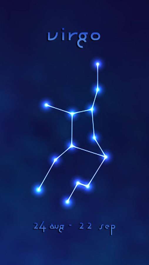 Blue Virgo constellation with date range 24 aug 22 sep on dark background — Virgo Wallpaper