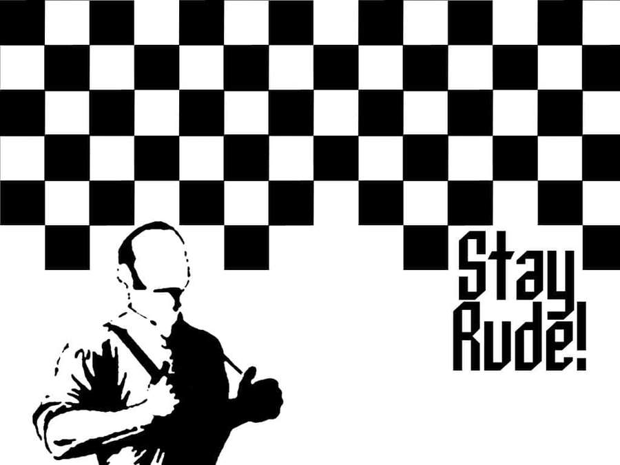 A stylized man giving a thumbs up with the phrase Stay Rude! — Vulgar Wallpaper