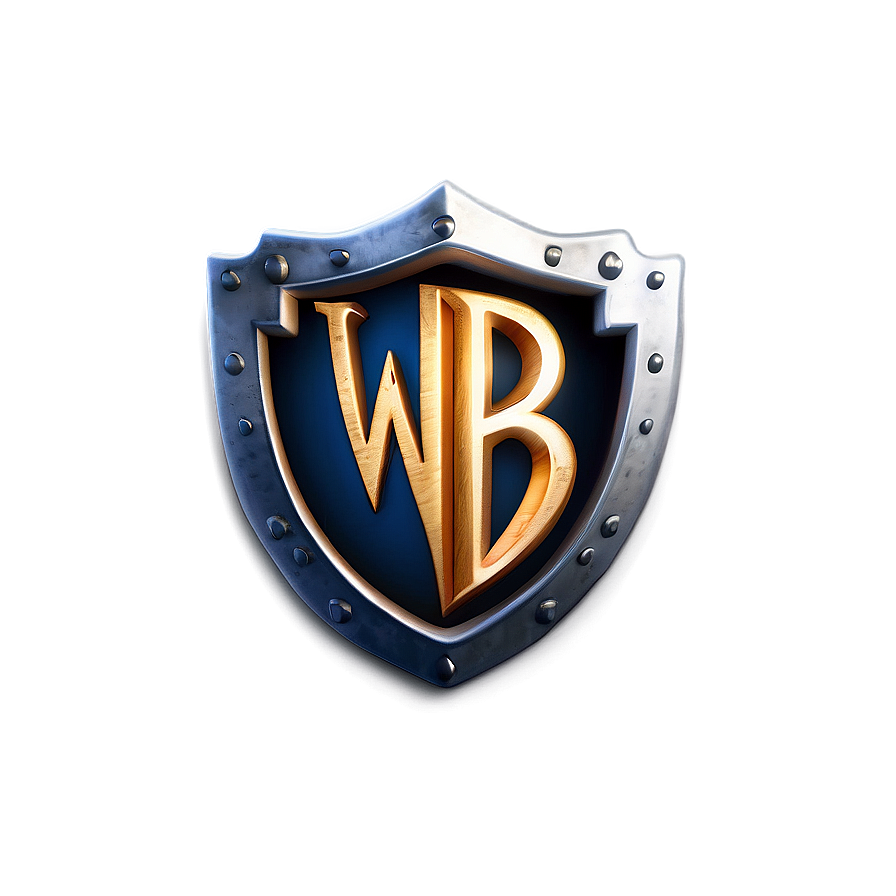 Warner Bros shield logo with glowing gold letters on a dark blue background. — Warner Bros Background