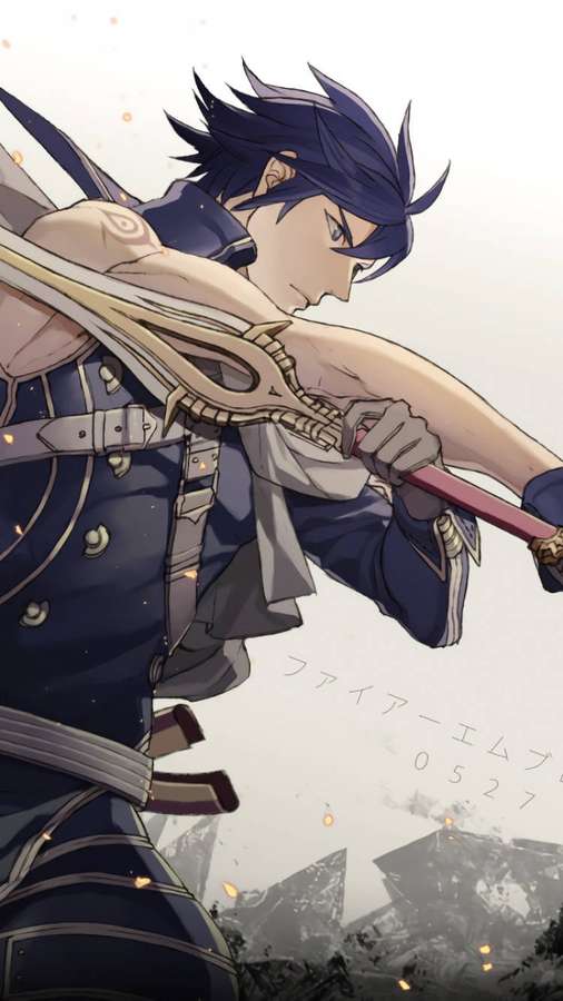 Anime-kriger i mørk rustning, der svinger et glødende sværd med brændende gnister flyvende. — Warriors Wallpapers