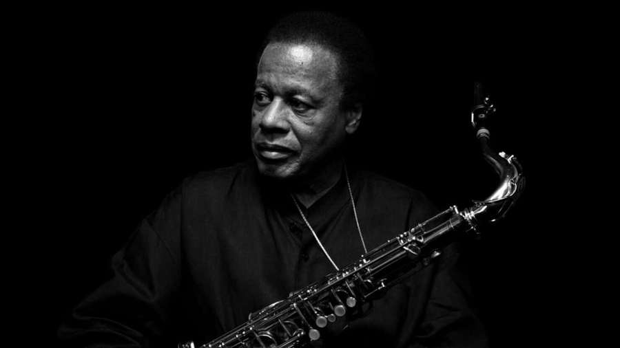 A jazz saxophonist in a studio portrait with dramatic lighting. — Wayne Shorter Wallpaper