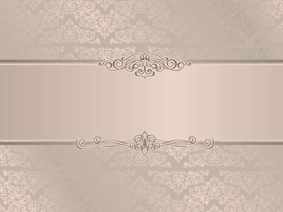 Elegant beige wallpaper with damask patterns and decorative scrollwork dividers. — Wedding Invitation Background
