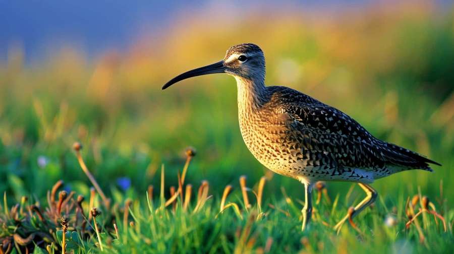Brachvogel steht auf einer Grasfläche am Tag — Whimbrel Wallpaper