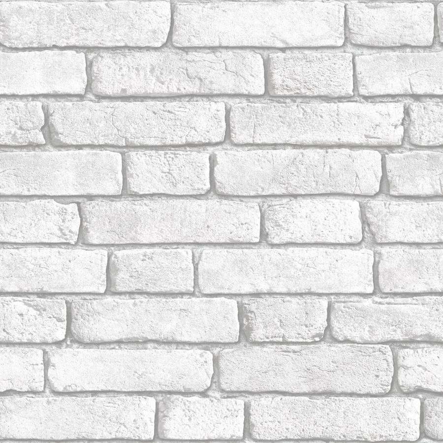 White brick wall with textured mortar lines and subtle gray shadows. — White Brick Wallpaper