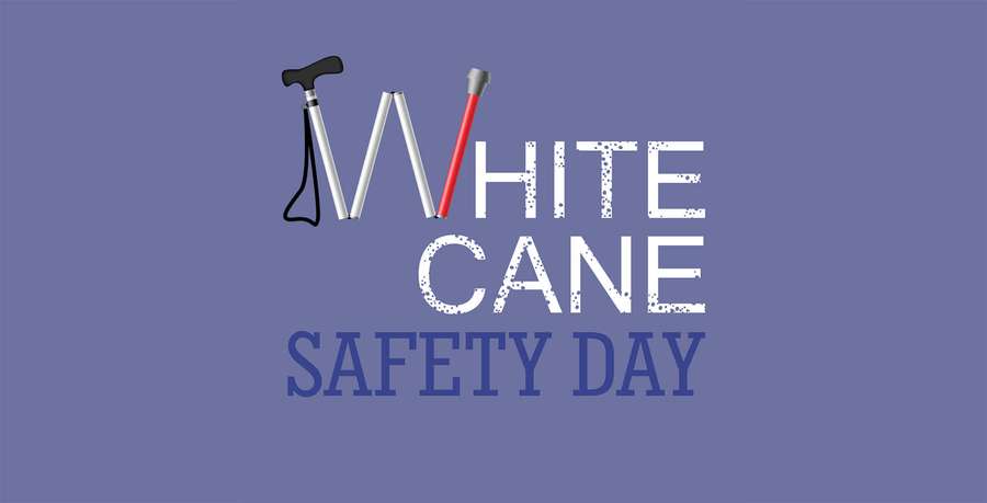 White cane safety day logo with canes forming the letter W. — White Cane Safety Day Wallpaper