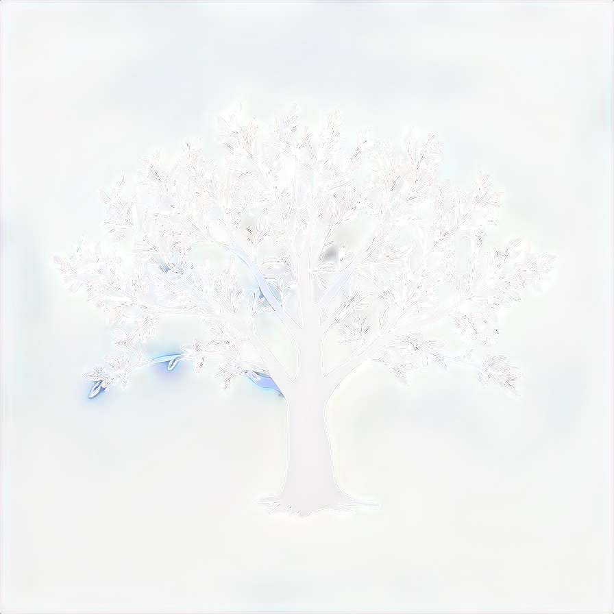 A glowing white tree with delicate branches against a soft blue and white background. — White Tree PNG