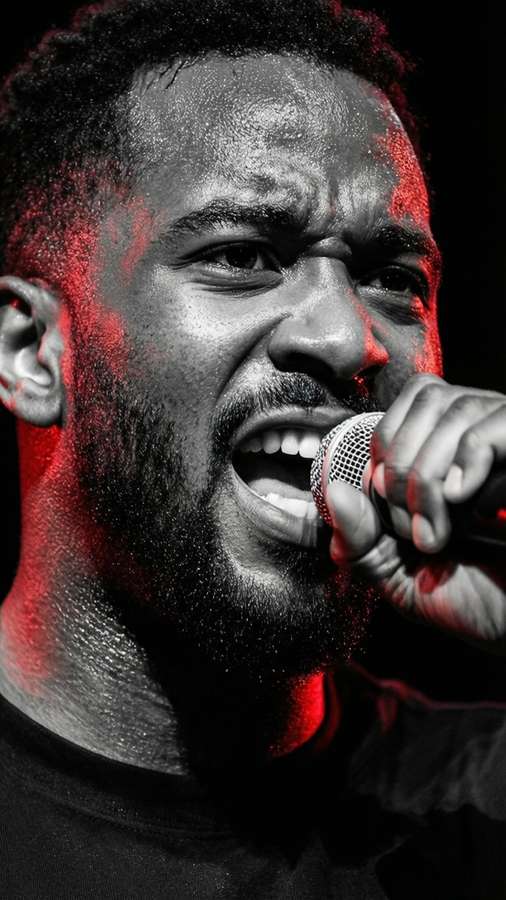 Black and white close-up of Wild 'N Out rapper with red accent — Wild N Out Wallpaper