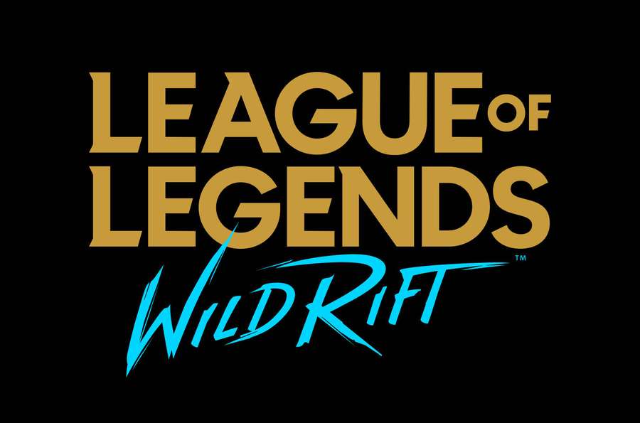 League of Legends Wild Rift game logo in gold and cyan on black. — Wild Rift Wallpaper