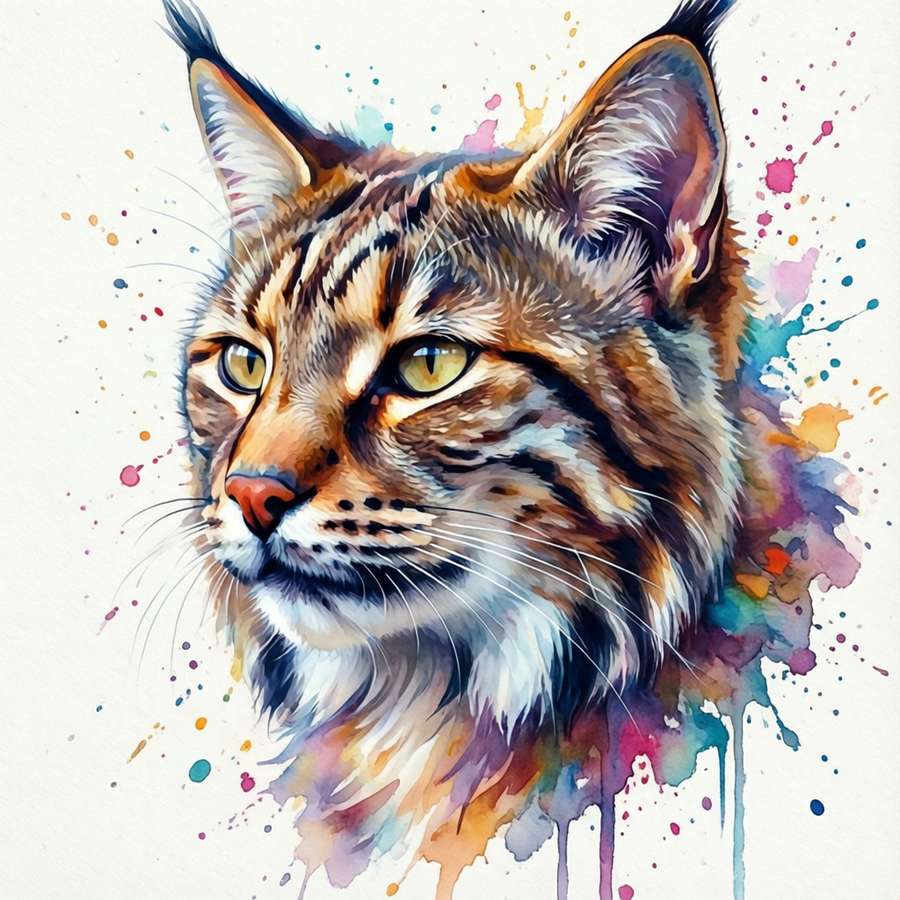 An abstract watercolor wildcat head with vibrant pastel tones. — Wildcat Picture