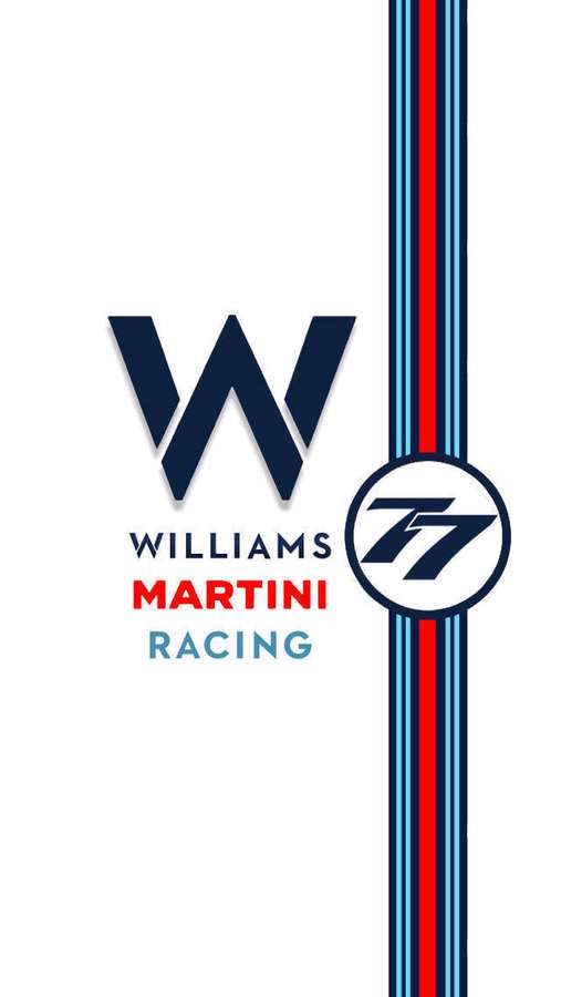 Williams Martini Racing Logo mit vertikalen Streifen und stilisierter W-Emblem. — Williams Bilder
