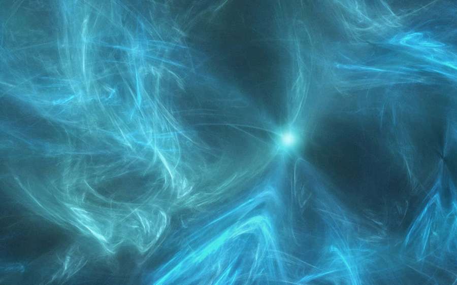 Ein leuchtender blauer kosmischer Nebel mit einem hellen Stern in der Mitte. — Wind Hintergrundbild