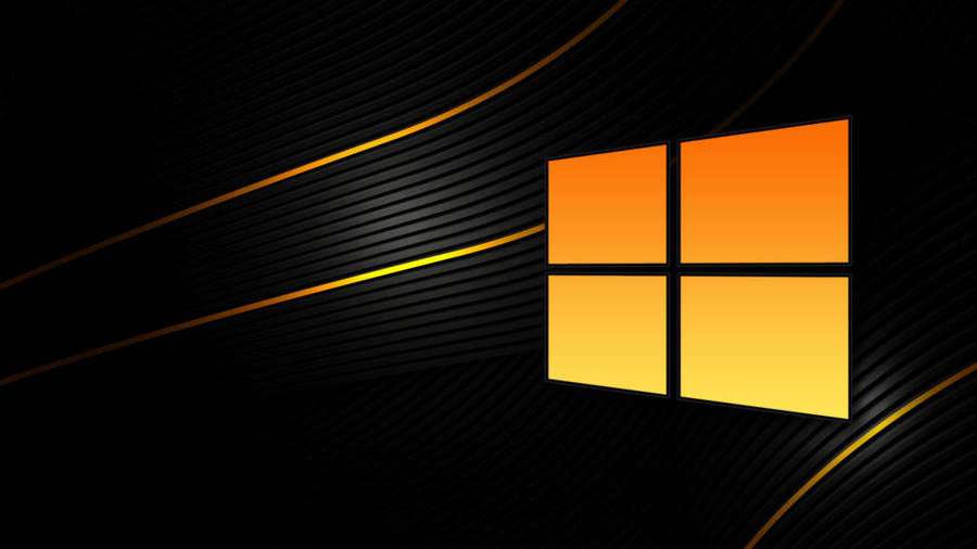 Windows logo with golden glow on black textured background — Windows Lock Screen Background