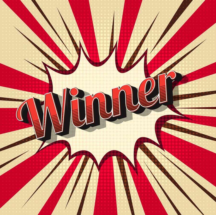 Comic book style burst with the word Winner in bold red 3D letters. — Winner Background
