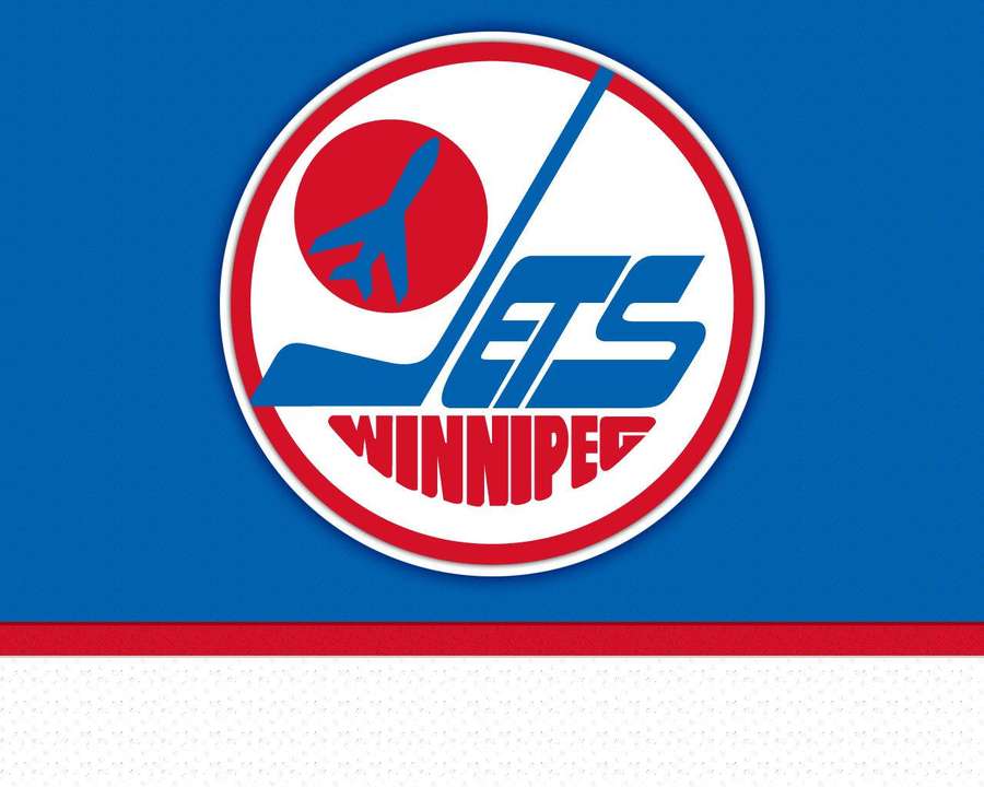 Winnipeg Jets hockey team logo with blue airplane in red circle on blue background. — Winnipeg Jets Background