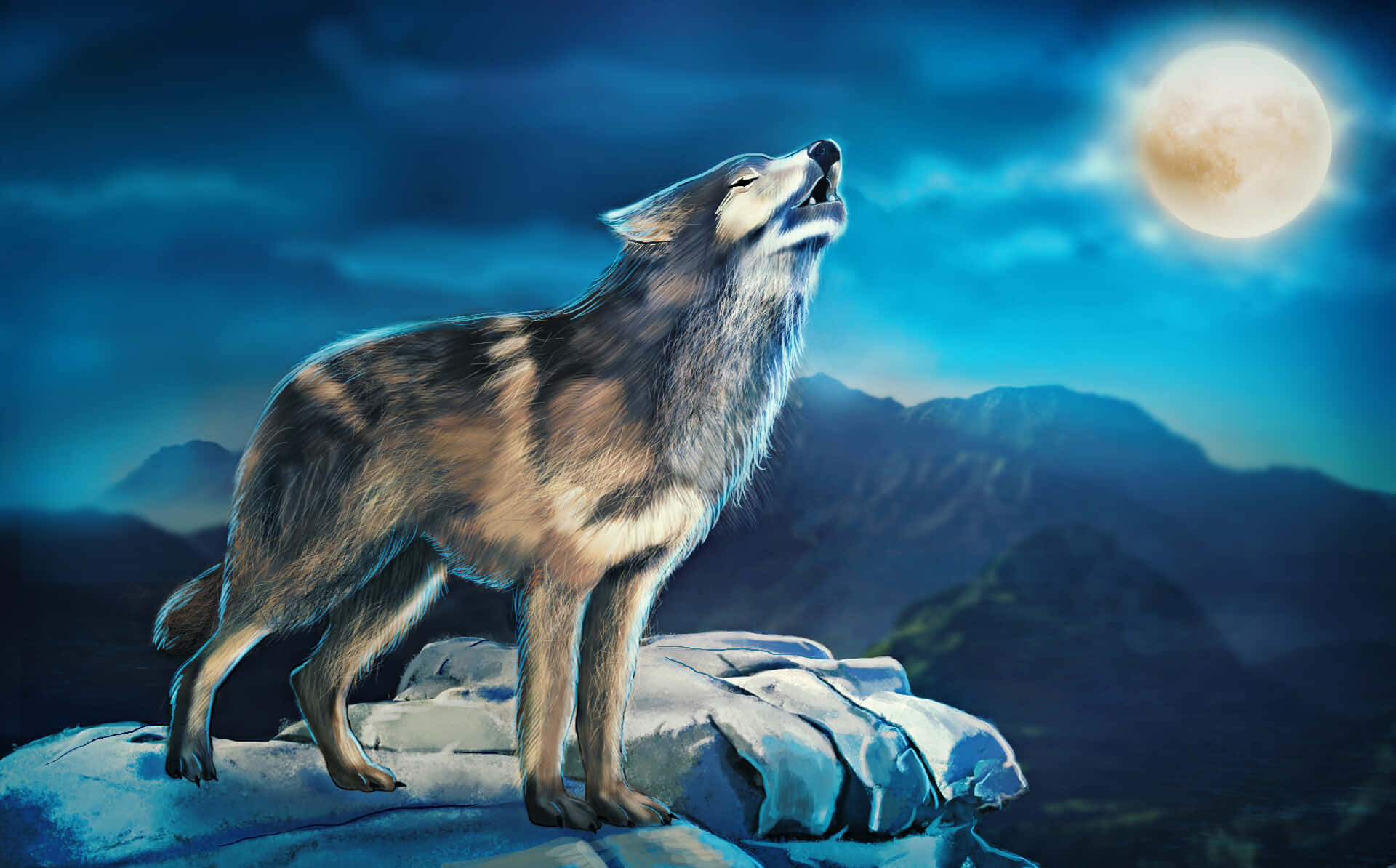 Wolf In Moonlight Wallpaper