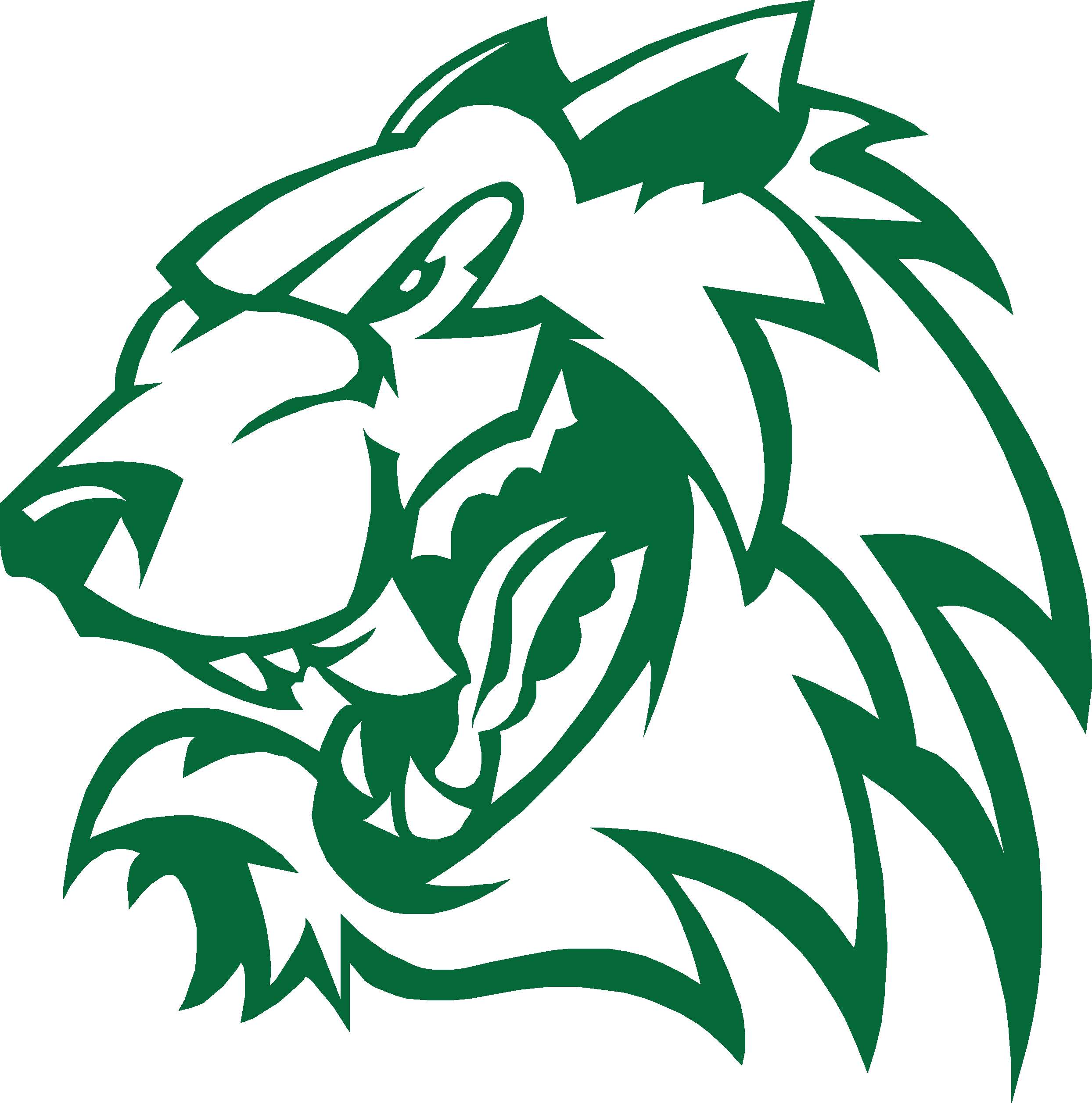 Green stylized lion head logo with open mouth and sharp lines. — Wolverine PNG
