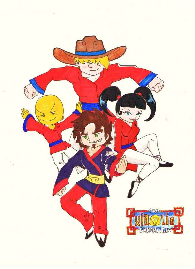 Four chibi-style martial artists in colorful outfits posing dynamically. — Xiaolin showdown Wallpaper