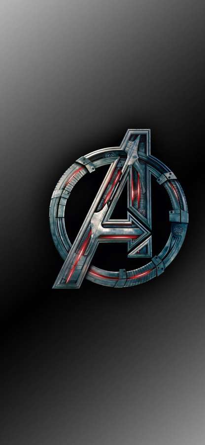 Avengers logo with metallic finish and red lighting on dark background — Xr Wallpaper