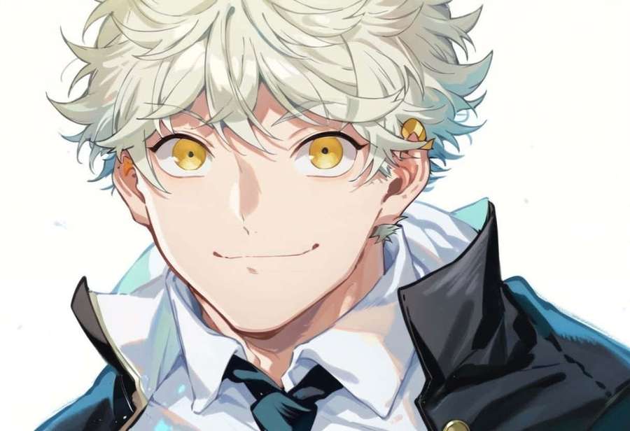 Anime-hahmo, jolla on valkoiset hiukset ja kultaiset silmät, pukeutunut koulupukuun ja tummaan takkiin. — Yatora Yaguchi Taustakuvat