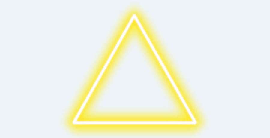 Glowing yellow neon triangle on light gray background — Yellow Triangle Wallpaper