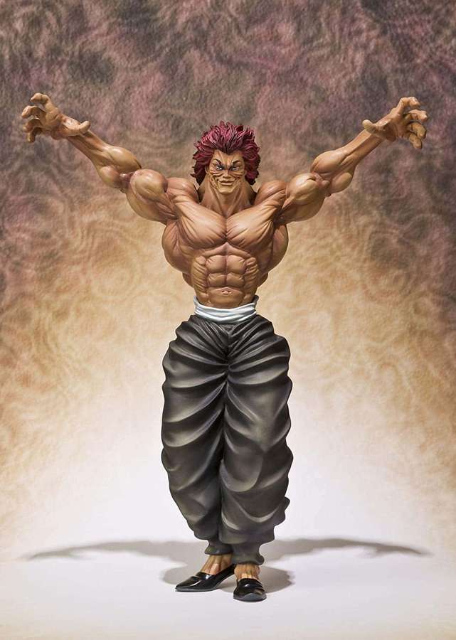 Anime figurine of a muscular man with red hair and clawed hands in a powerful pose. — Yujiro Hanma Wallpaper
