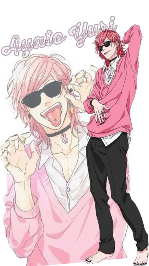 Two anime characters with pink hair and sunglasses posing playfully. — Yuri Ayato Wallpaper