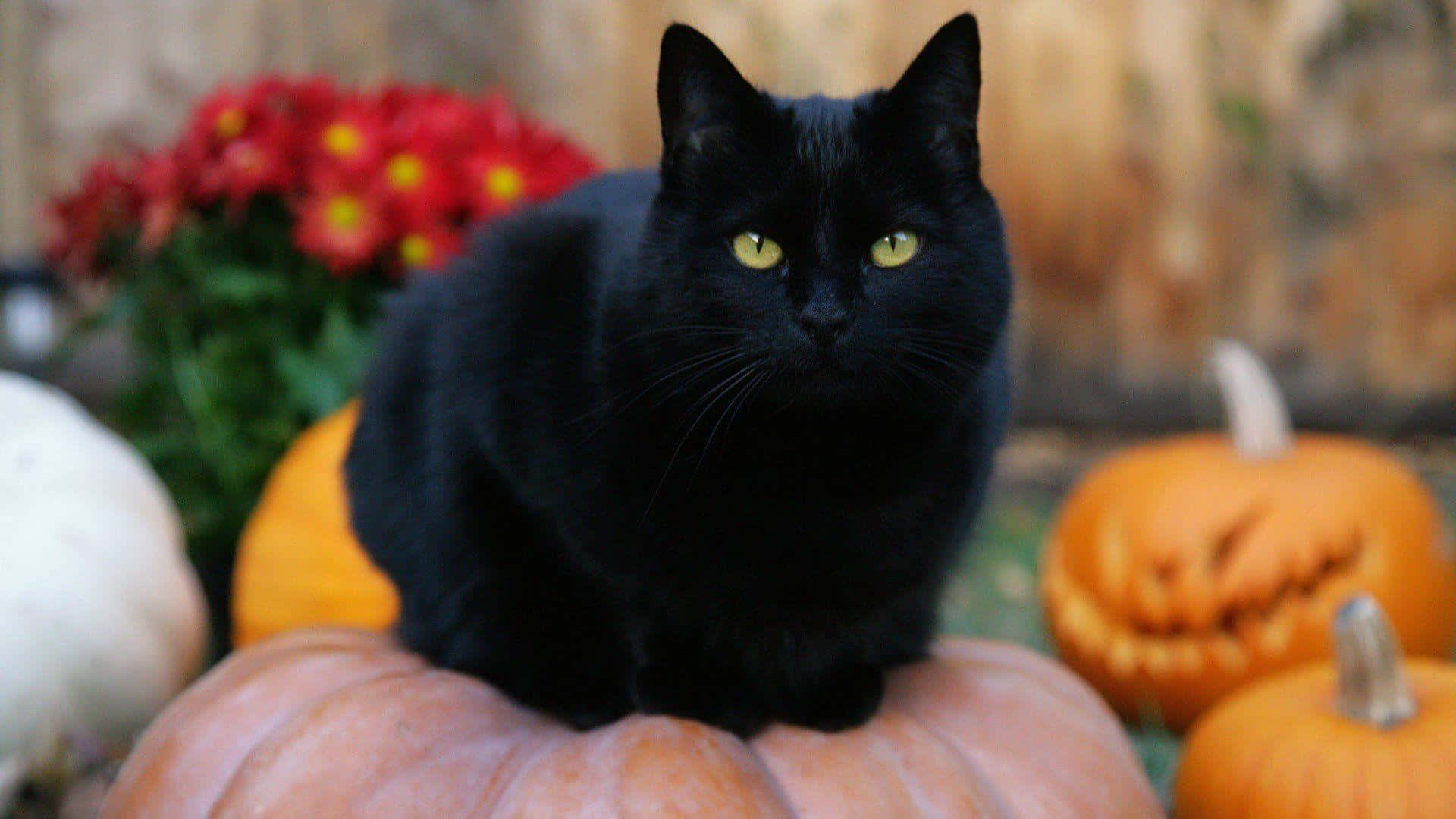 Zwarte Kat Halloween Achtergrond