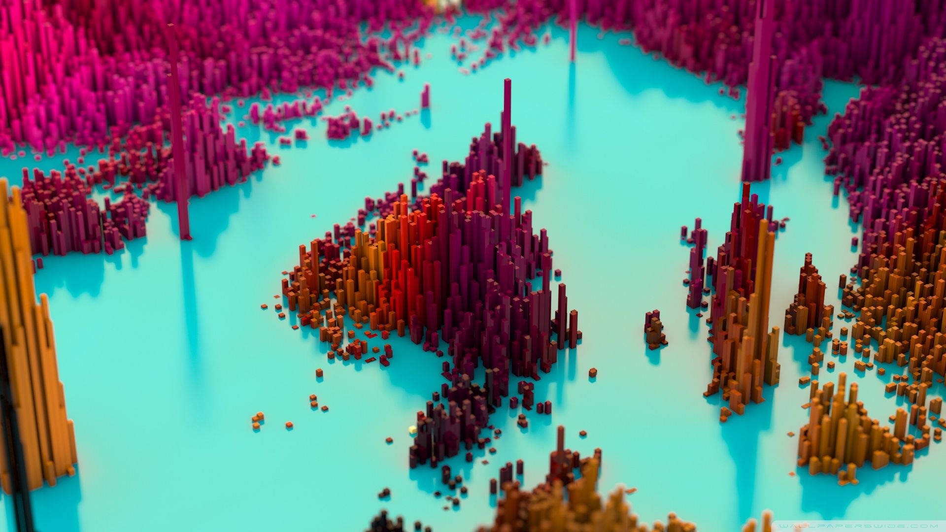 3d Pixel Colorful Landscape Background