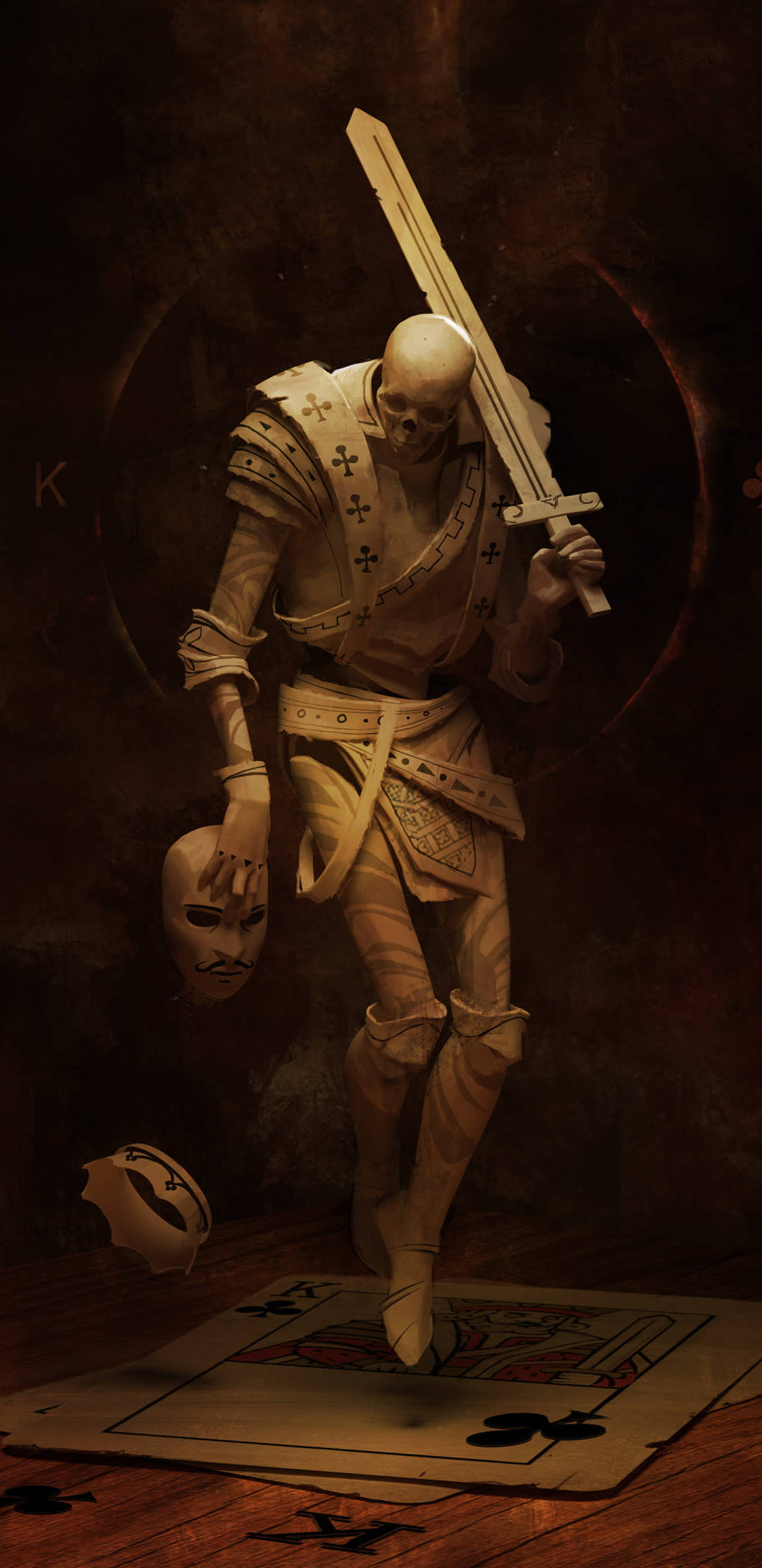 3d Skeleton King Card Background