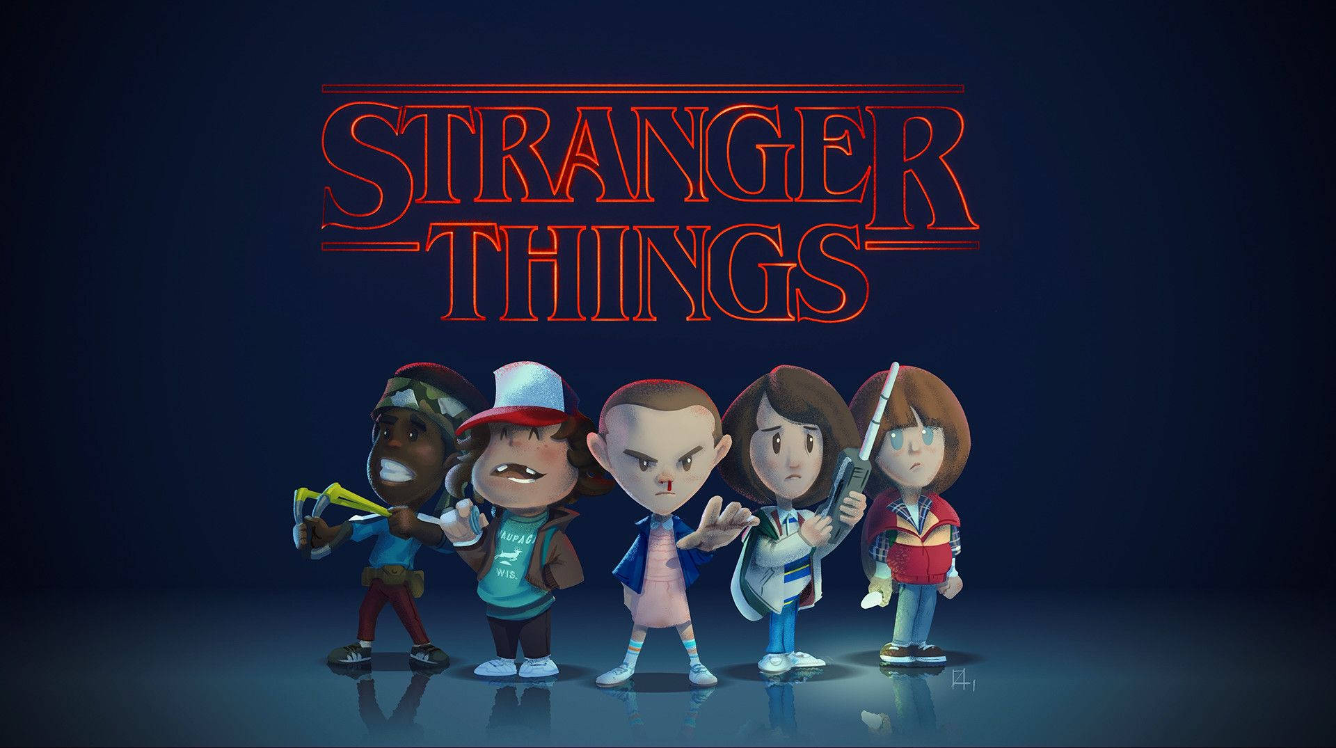 3d Stranger Things Characters Poster Background
