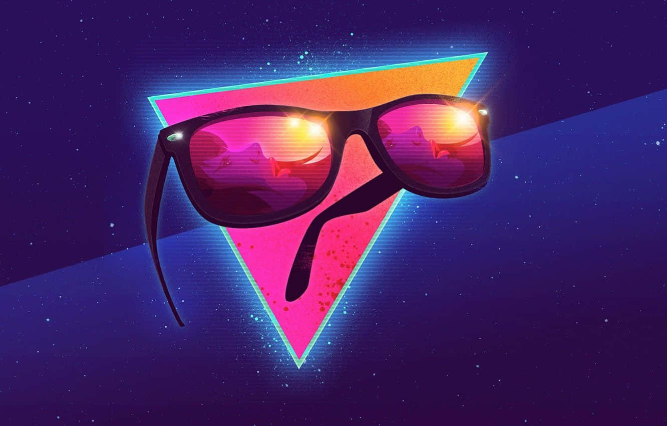 Download A Neon Sunglasses Logo With A Triangle In The Background