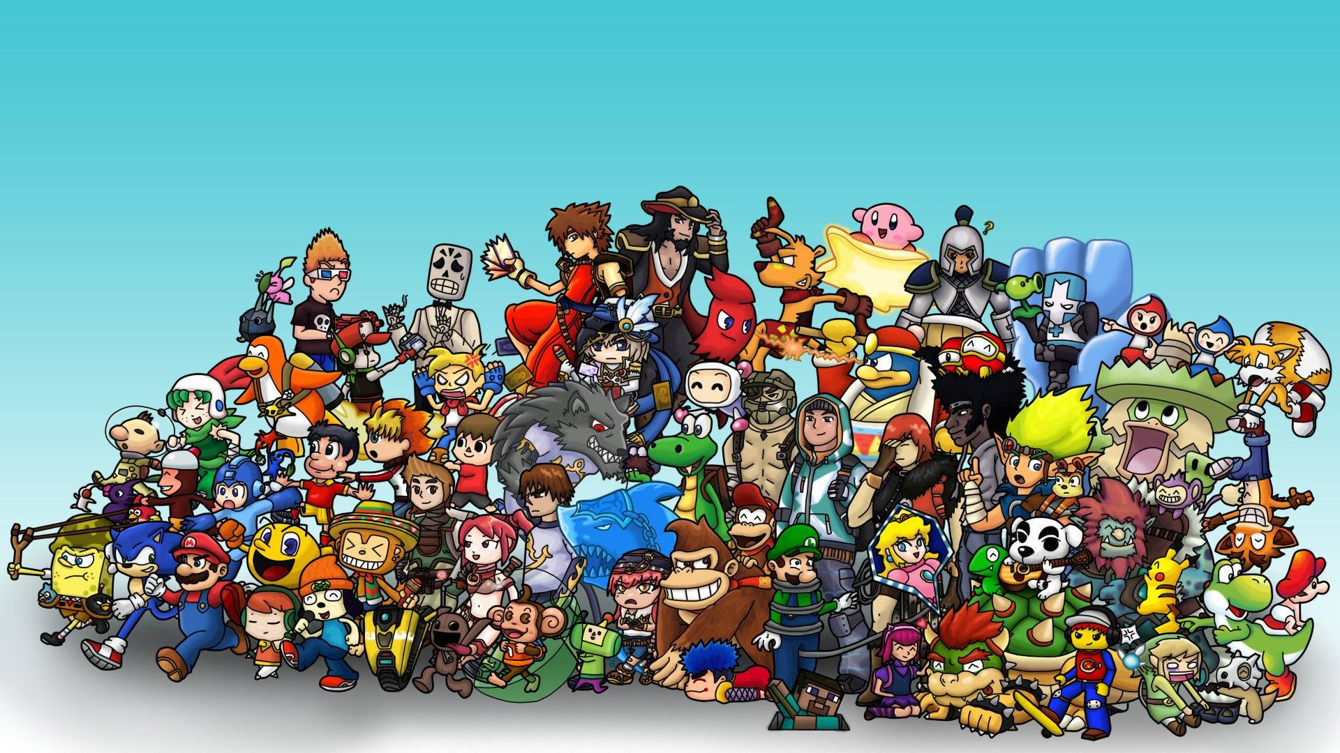 90s Cartoon Characters Group Shot Background