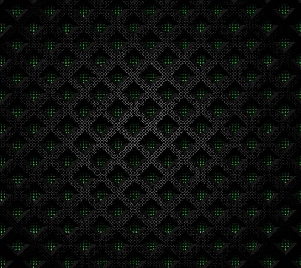 A Black And Green Pattern With Squares Background
