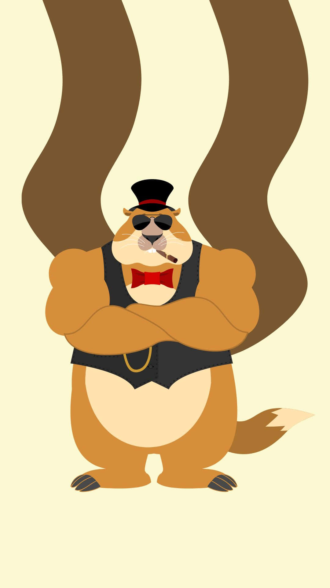 A Cartoon Bear With A Top Hat And A Hat Background